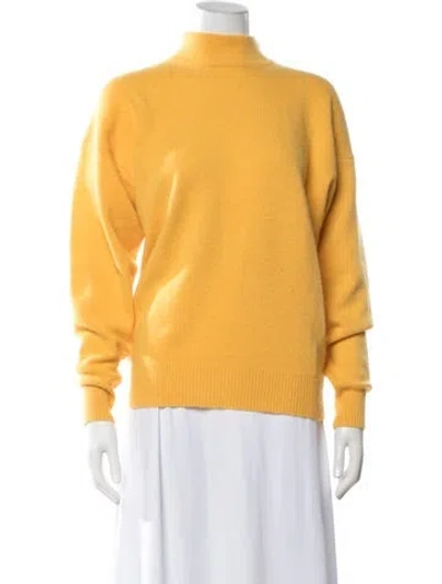 Pre-owned Neiman Marcus Cashmere Turtleneck Sweater In Yellow