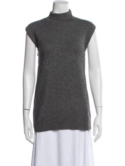 Pre-owned Neiman Marcus Cashmere Turtleneck Top In Gray