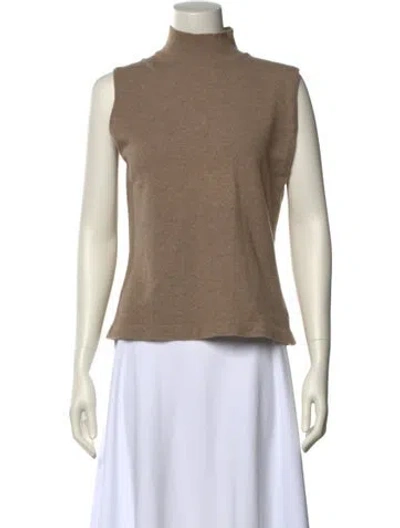 Pre-owned Neiman Marcus Cashmere Turtleneck Top In Neutral