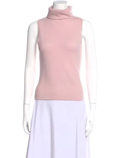 Pre-owned Neiman Marcus Cashmere Turtleneck Top In Pink