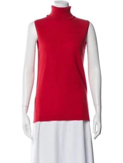Pre-owned Neiman Marcus Cashmere Turtleneck Top In Red