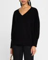 Neiman Marcus Cashmere V-neck Sweater In Black