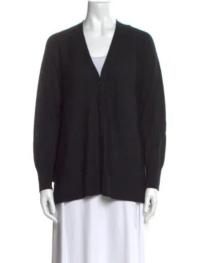 Pre-owned Neiman Marcus Cashmere V-neck Blouse In Black