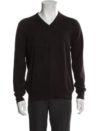 Pre-owned Neiman Marcus Cashmere V-neck Cardigan In Brown