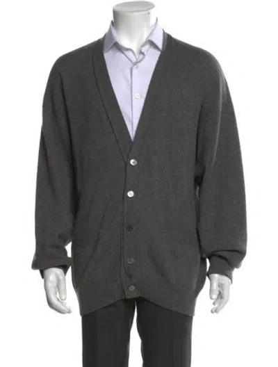 Pre-owned Neiman Marcus Cashmere V-neck Cardigan In Gray