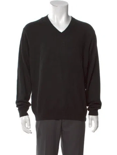 Pre-owned Neiman Marcus Cashmere V-neck Pullover In Black