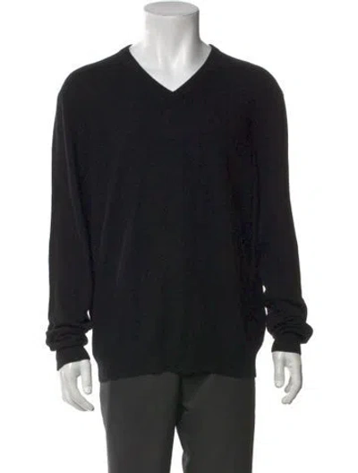 Pre-owned Neiman Marcus Cashmere V-neck Pullover In Black