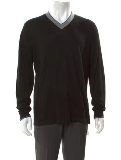 Pre-owned Neiman Marcus Cashmere V-neck Pullover In Black