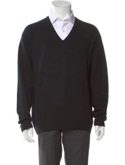 Pre-owned Neiman Marcus Cashmere V-neck Pullover In Black