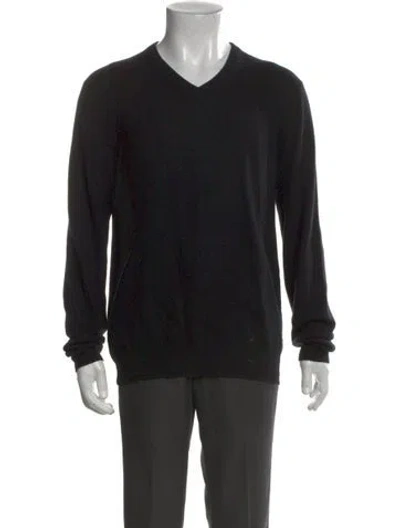 Pre-owned Neiman Marcus Cashmere V-neck Pullover In Black