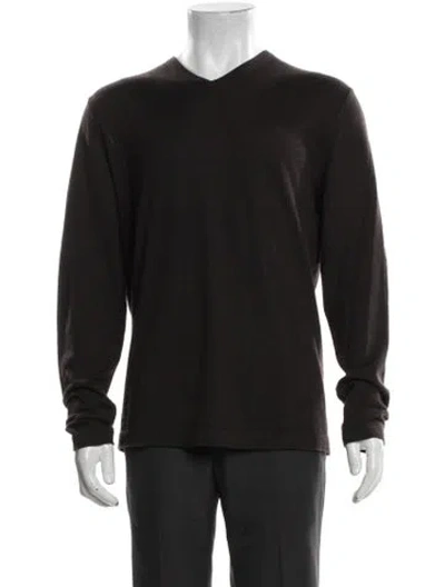 Pre-owned Neiman Marcus Cashmere V-neck Pullover In Black