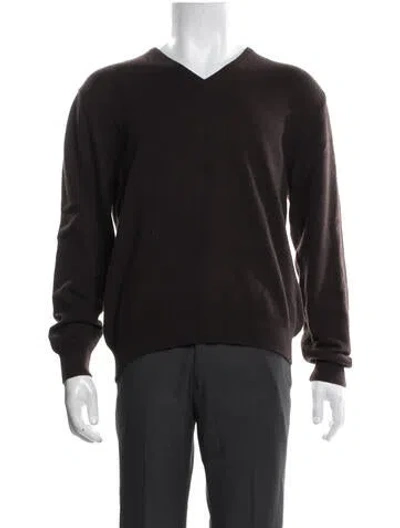 Pre-owned Neiman Marcus Cashmere V-neck Pullover In Black