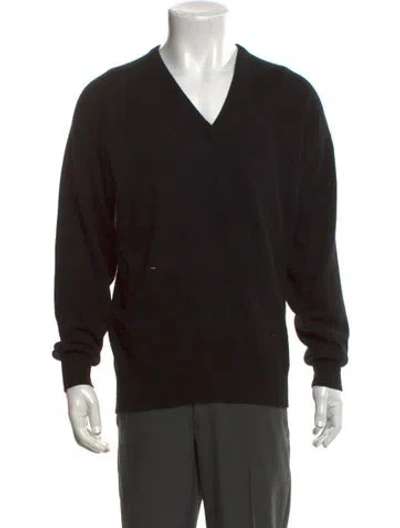 Pre-owned Neiman Marcus Cashmere V-neck Pullover In Black