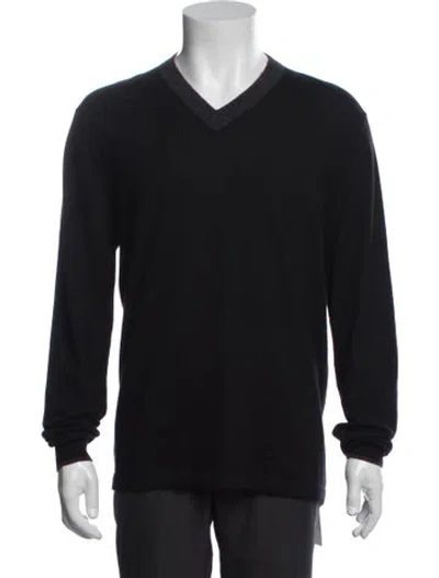 Pre-owned Neiman Marcus Cashmere V-neck Pullover In Blue