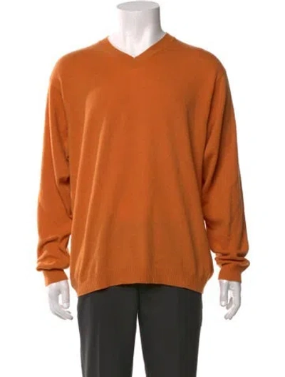 Pre-owned Neiman Marcus Cashmere V-neck Pullover In Brown