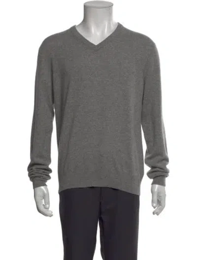 Pre-owned Neiman Marcus Cashmere V-neck Pullover In Gray