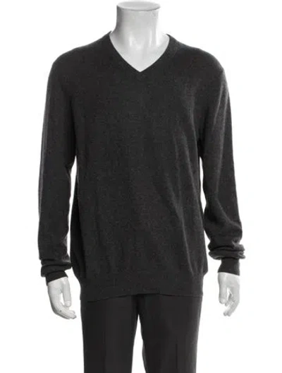 Pre-owned Neiman Marcus Cashmere V-neck Pullover In Gray