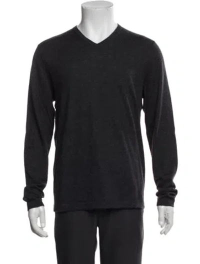 Pre-owned Neiman Marcus Cashmere V-neck Pullover In Gray