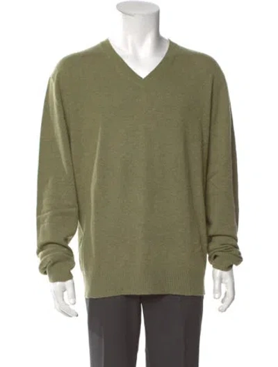 Pre-owned Neiman Marcus Cashmere V-neck Pullover In Green
