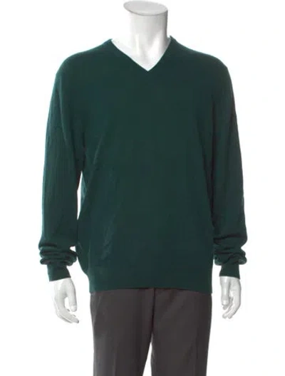 Pre-owned Neiman Marcus Cashmere V-neck Pullover In Green