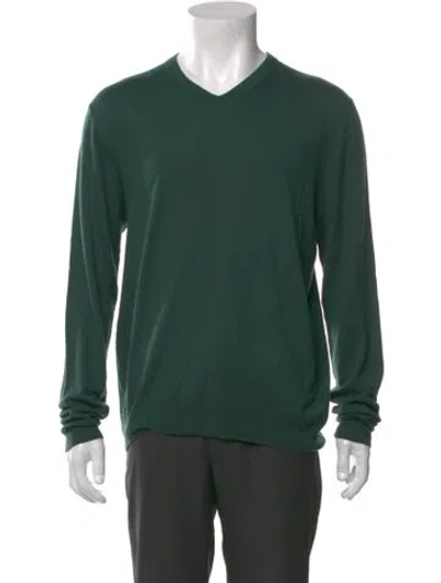 Pre-owned Neiman Marcus Cashmere V-neck Pullover In Green