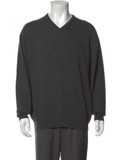 Pre-owned Neiman Marcus Cashmere V-neck Pullover In Grey