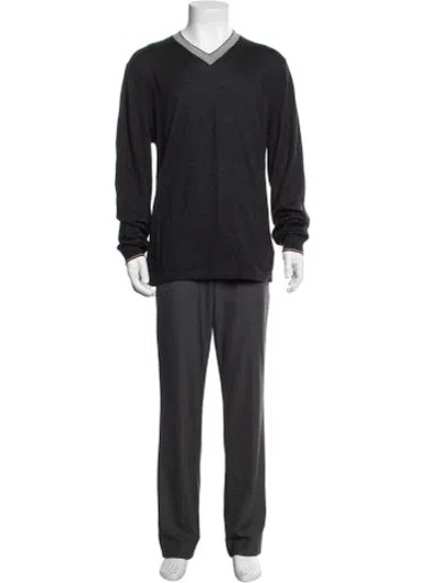 Pre-owned Neiman Marcus Cashmere V-neck Pullover In Grey