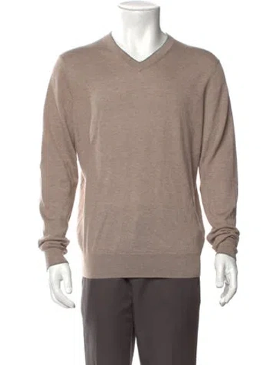 Pre-owned Neiman Marcus Cashmere V-neck Pullover In Neutral
