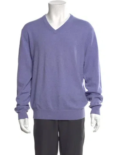 Pre-owned Neiman Marcus Cashmere V-neck Pullover In Purple