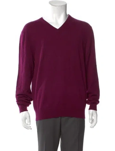 Pre-owned Neiman Marcus Cashmere V-neck Pullover In Purple