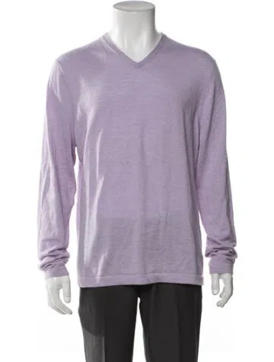 Pre-owned Neiman Marcus Cashmere V-neck Pullover In Purple