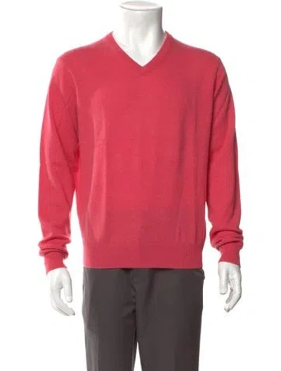 Pre-owned Neiman Marcus Cashmere V-neck Pullover In Red