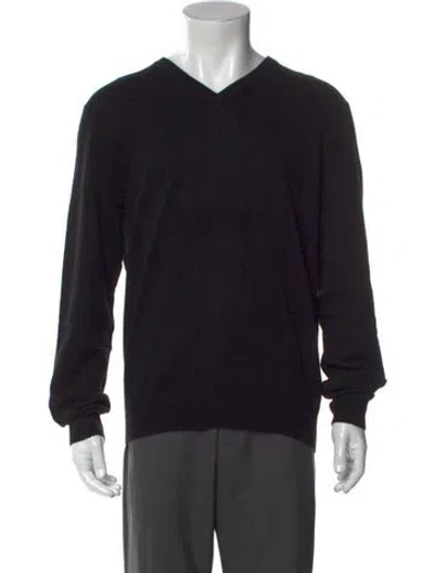 Pre-owned Neiman Marcus Cashmere V-neck Pullover W/ Tags In Black