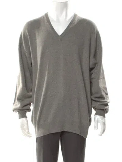 Pre-owned Neiman Marcus Cashmere V-neck Pullover W/ Tags In Gray