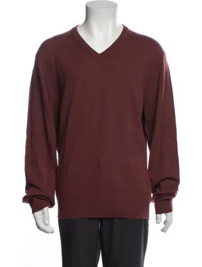 Pre-owned Neiman Marcus Cashmere V-neck Pullover W/ Tags In Red