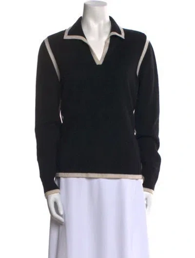 Pre-owned Neiman Marcus Cashmere V-neck Sweater In Black