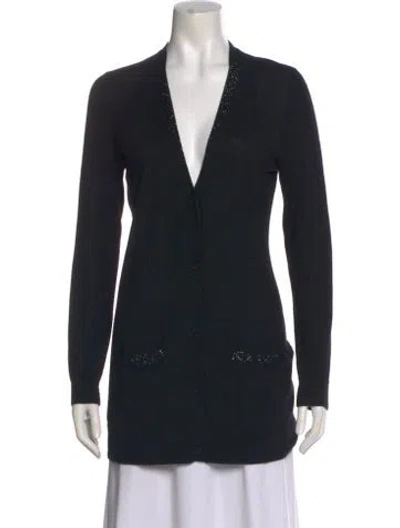 Pre-owned Neiman Marcus Cashmere V-neck Sweater In Black