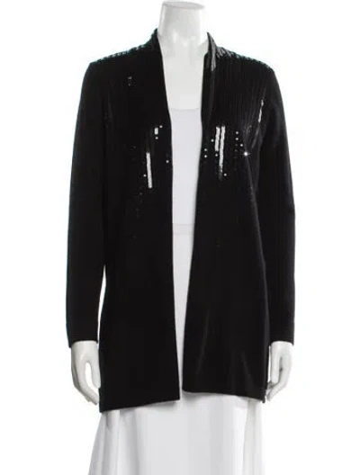 Pre-owned Neiman Marcus Cashmere V-neck Sweater In Black