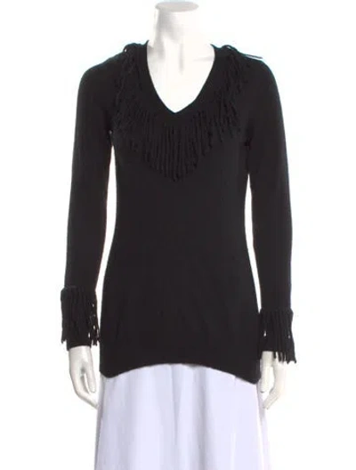 Pre-owned Neiman Marcus Cashmere V-neck Sweater In Black