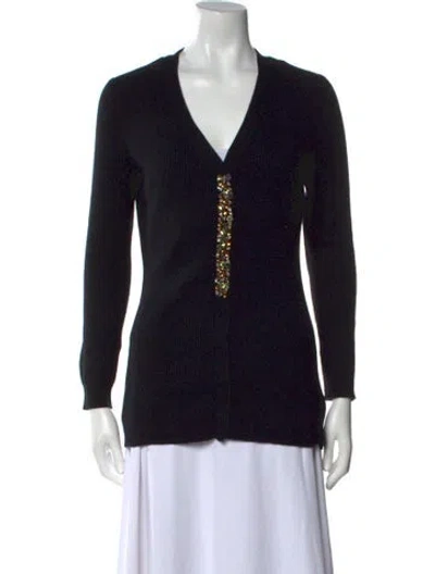 Pre-owned Neiman Marcus Cashmere V-neck Sweater In Black
