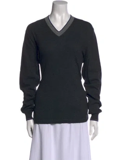 Pre-owned Neiman Marcus Cashmere V-neck Sweater In Black