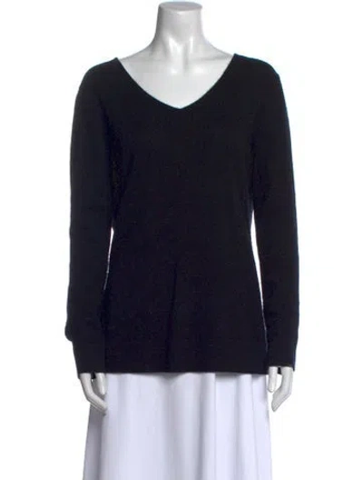 Pre-owned Neiman Marcus Cashmere V-neck Sweater In Black