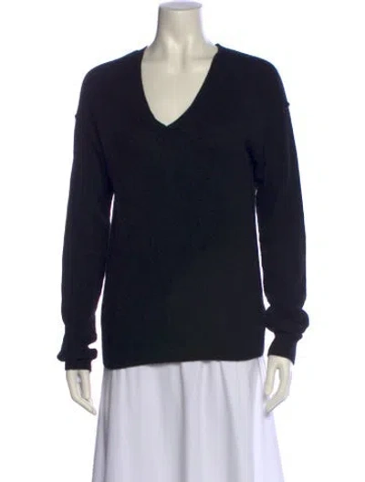 Pre-owned Neiman Marcus Cashmere V-neck Sweater In Black