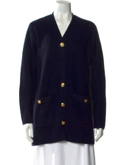 Pre-owned Neiman Marcus Cashmere V-neck Sweater In Black