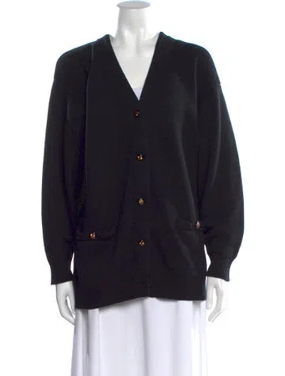 Pre-owned Neiman Marcus Cashmere V-neck Sweater In Black