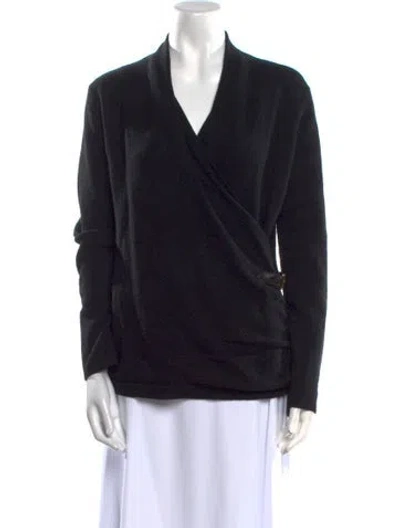 Pre-owned Neiman Marcus Cashmere V-neck Sweater In Black