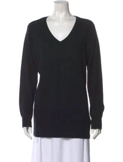 Pre-owned Neiman Marcus Cashmere V-neck Sweater In Black