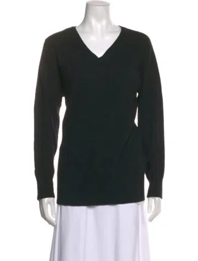 Pre-owned Neiman Marcus Cashmere V-neck Sweater In Black