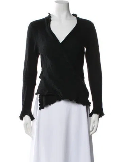 Pre-owned Neiman Marcus Cashmere V-neck Sweater In Black