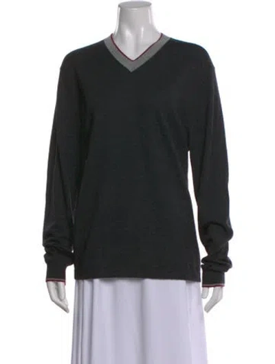 Pre-owned Neiman Marcus Cashmere V-neck Sweater In Black